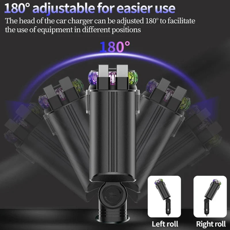 5-in-1 Starlight Car Charger Fast Charging USB Car Adapter with Ambient Light